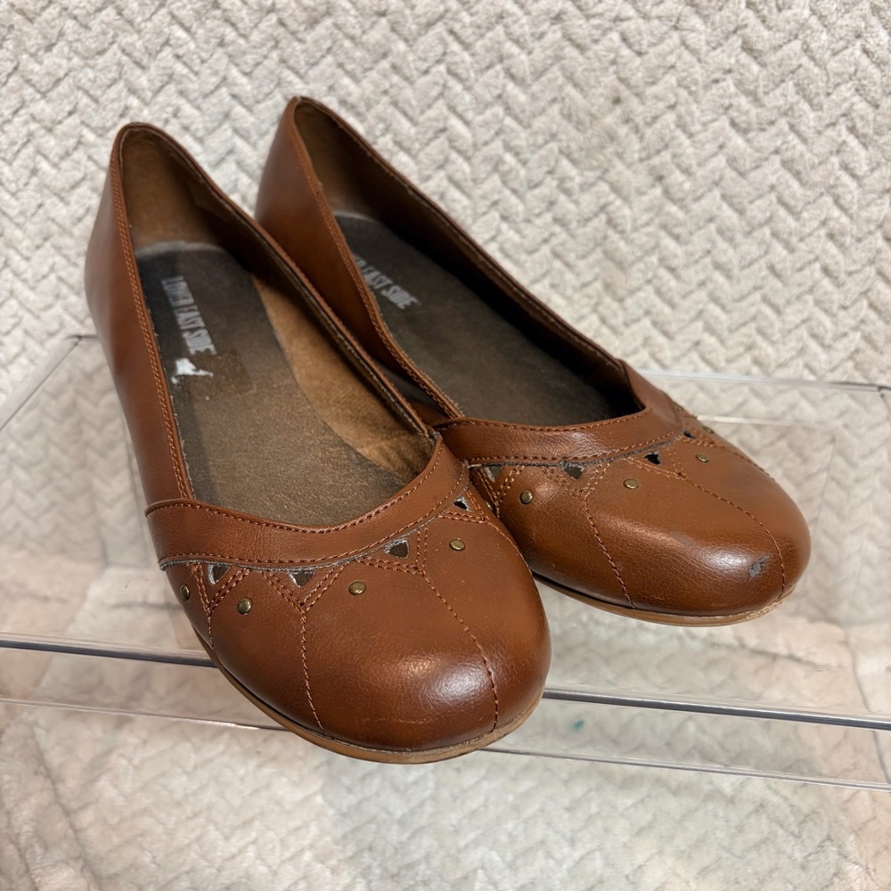 Lower East Side Womens 7 Brown Wedge Flats Boho Studded Cutout Y2k Indie Shoes